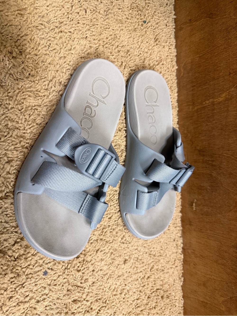 Chaco Kids Light Gray Slide Sandals with Adjustable Straps